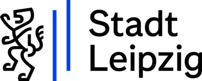 Linkziel Webseite der Stadt Leipzig, Grafik zeigt Wappen der Stadt, rechts davon der Schriftzug Stadt Leipzig
